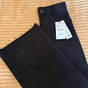 Zara Black Wide-Leg Jeans with Raw Hem